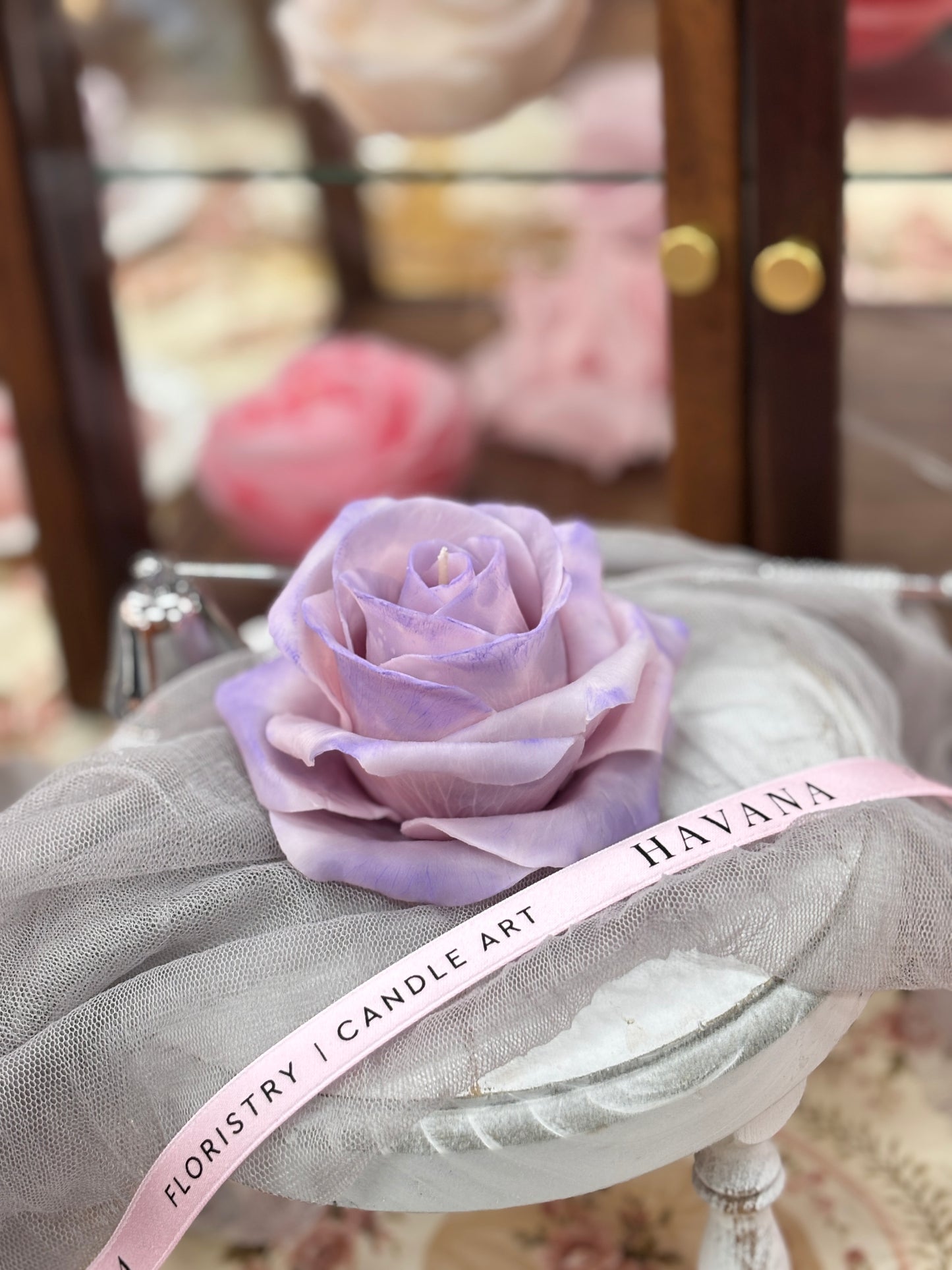 Pre-made candle - Rose candle purple, Rose scented