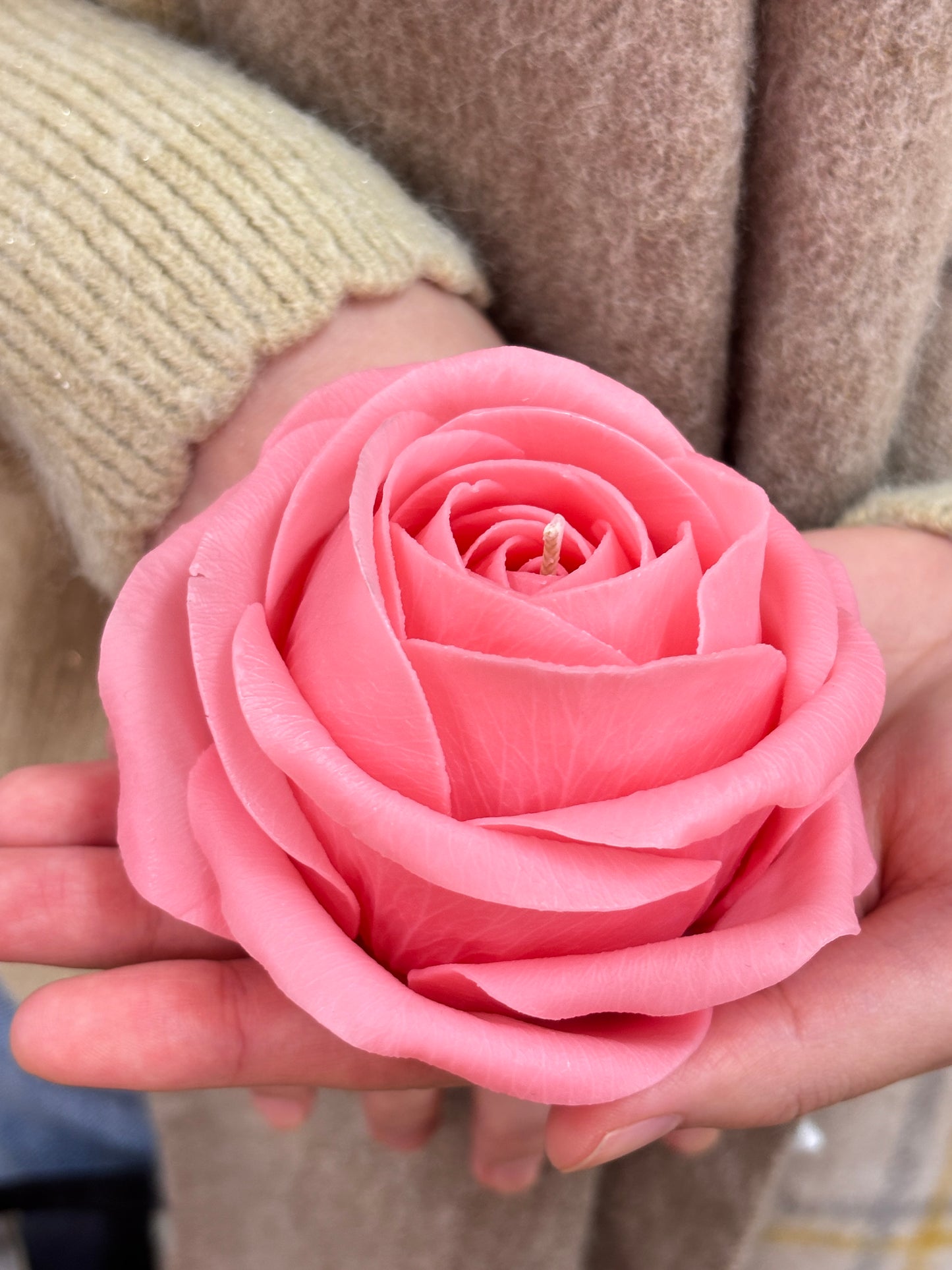 Pre-made candle - Rose candle carol, Rose scented