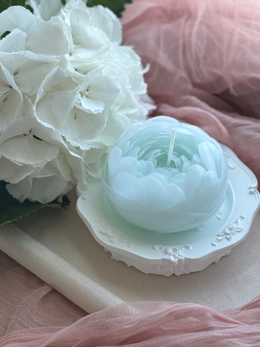 Unscented- Tiffany blue peony candle