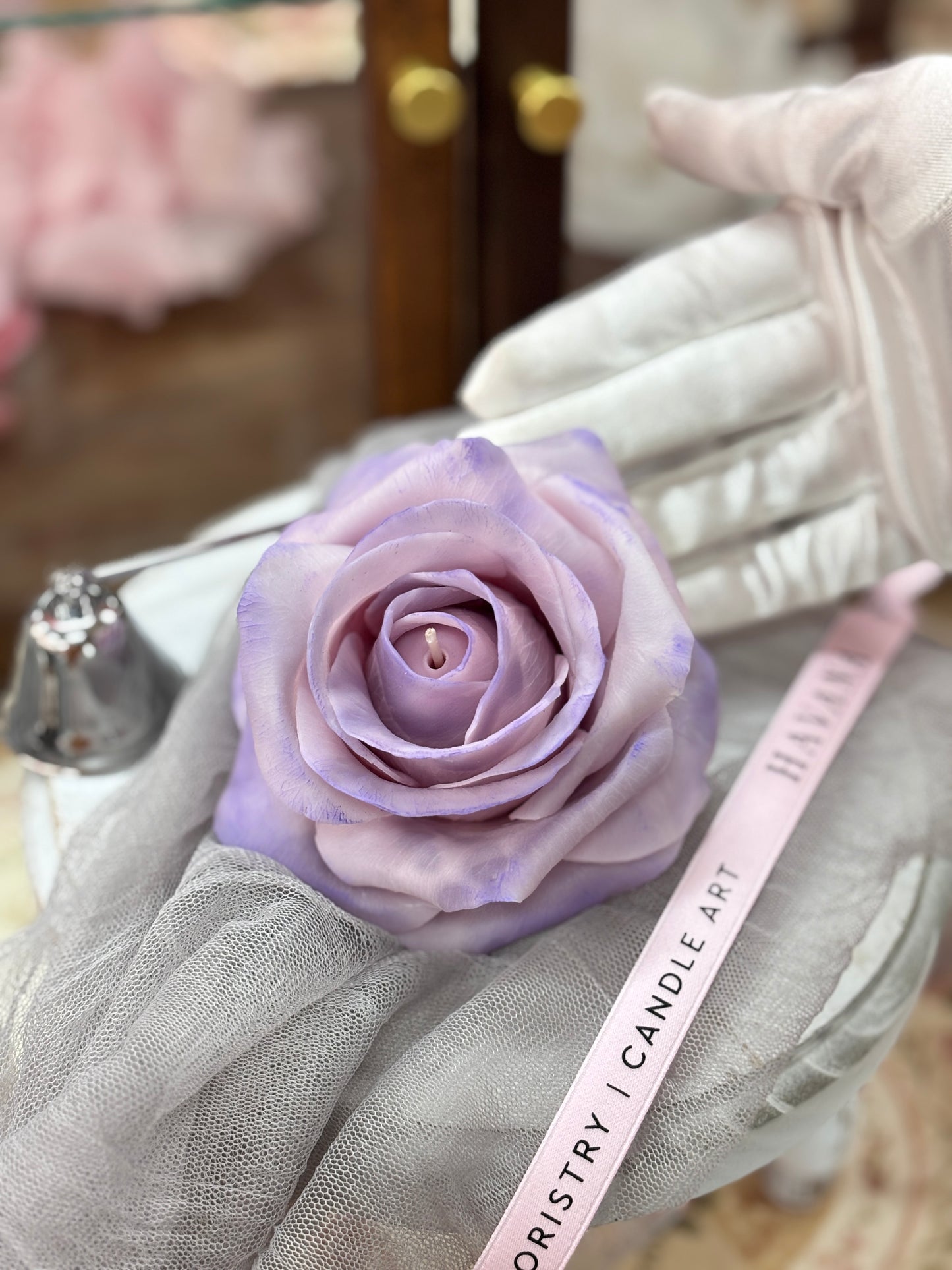 Pre-made candle - Rose candle purple, Rose scented